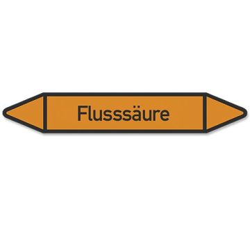 Rohrleitungskennzeichen Flusssäure nach DIN 2403, in verschiedenen Ausführungen