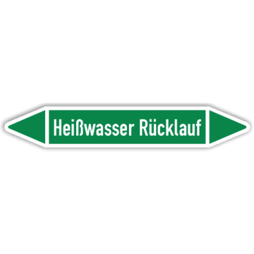 Rohrleitungskennzeichen Heißwasser Rücklauf nach DIN 2403, in verschiedenen Ausführungen