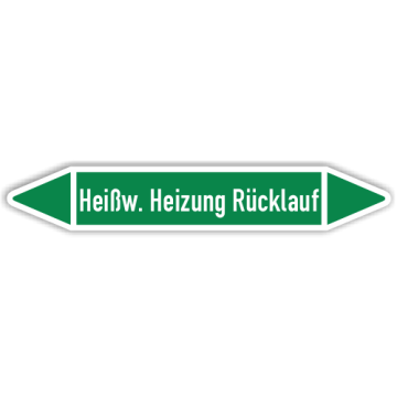 Rohrleitungskennzeichen Heißw. Heizung Rücklauf nach DIN 2403, in verschiedenen Ausführungen