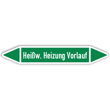 Rohrleitungskennzeichen Heißw. Heizung Vorlauf nach DIN 2403, in verschiedenen Ausführungen