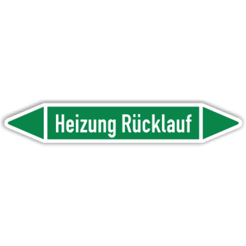 Rohrleitungskennzeichen Heizung Rücklauf nach DIN 2403, in verschiedenen Ausführungen