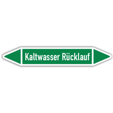 Rohrleitungskennzeichen Kaltwasser Rücklauf nach DIN 2403, in verschiedenen Ausführungen