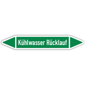 Rohrleitungskennzeichen Kühlwasser Rücklauf nach DIN 2403, in verschiedenen Ausführungen