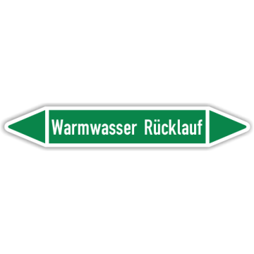 Rohrleitungskennzeichen Warmwasser Rücklauf nach DIN 2403, in verschiedenen Ausführungen