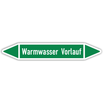 Rohrleitungskennzeichen Warmwasser Vorlauf nach DIN 2403, in verschiedenen Ausführungen