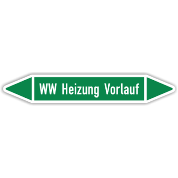 Rohrleitungskennzeichen WW Heizung Vorlauf nach DIN 2403, in verschiedenen Ausführungen