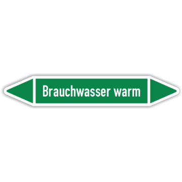 Rohrleitungskennzeichen Brauchwasser warm nach DIN 2403, in verschiedenen Ausführungen