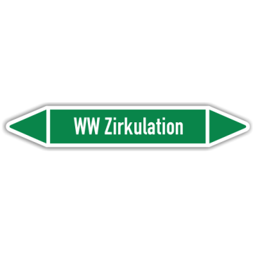 Rohrleitungskennzeichen WW Zirkulation nach DIN 2403, in verschiedenen Ausführungen