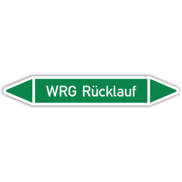 Rohrleitungskennzeichen WRG Rücklauf nach DIN 2403, in verschiedenen Ausführungen