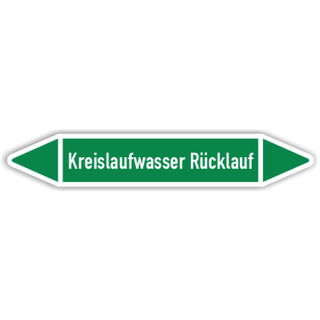 Rohrleitungskennzeichen Kreislaufwasser Rücklauf nach DIN 2403, in verschiedenen Ausführungen