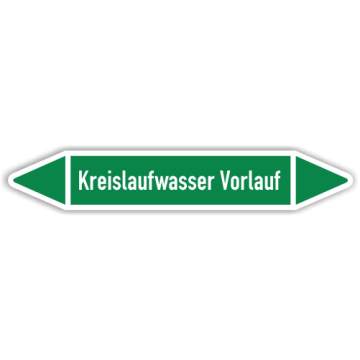 Rohrleitungskennzeichen Kreislaufwasser Vorlauf nach DIN 2403, in verschiedenen Ausführungen