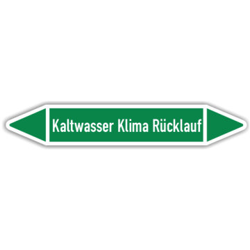Rohrleitungskennzeichen Kaltwasser Klima Rücklauf nach DIN 2403, in verschiedenen Ausführungen