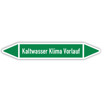 Rohrleitungskennzeichen Kaltwasser Klima Vorlauf nach DIN 2403, in verschiedenen Ausführungen