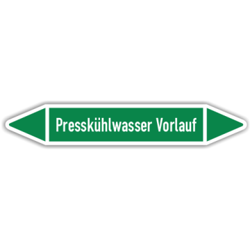 Rohrleitungskennzeichen Presskühlwasser Vorlauf nach DIN 2403, in verschiedenen Ausführungen