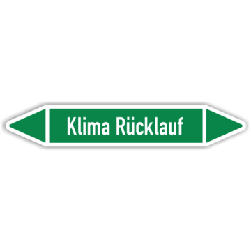 Rohrleitungskennzeichen Klima Rücklauf nach DIN 2403, in verschiedenen Ausführungen