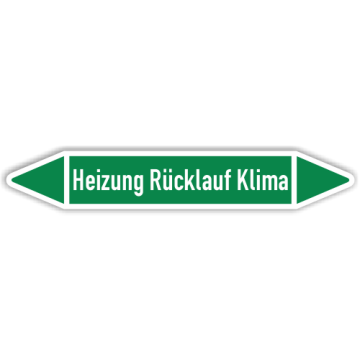 Rohrleitungskennzeichen Heizung Rücklauf Klima nach DIN 2403, in verschiedenen Ausführungen