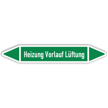 Rohrleitungskennzeichen Heizung Vorlauf Lüftung nach DIN 2403, in verschiedenen Ausführungen