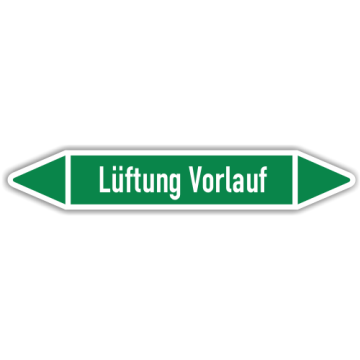 Rohrleitungskennzeichen Lüftung Vorlauf nach DIN 2403, in verschiedenen Ausführungen