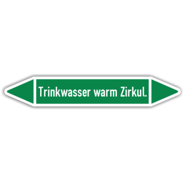 Rohrleitungskennzeichen Trinkwasser warm Zirkul. nach DIN 2403, in verschiedenen Ausführungen