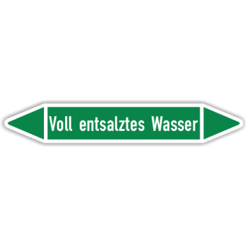 Rohrleitungskennzeichen Voll entsalzt. Wasser nach DIN 2403, in verschiedenen Ausführungen