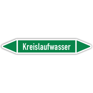 Rohrleitungskennzeichen Kreislaufwasser nach DIN 2403, in verschiedenen Ausführungen