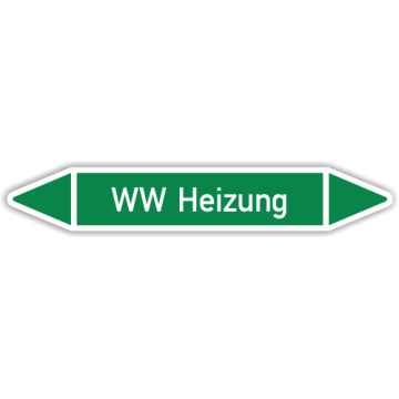 Rohrleitungskennzeichen WW Heizung nach DIN 2403, in verschiedenen Ausführungen