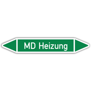 Rohrleitungskennzeichen MD Heizung nach DIN 2403, in verschiedenen Ausführungen