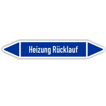 Rohrleitungskennzeichen für Heizungsanlagen, Heizung Rücklauf, in verschiedenen Ausführungen
