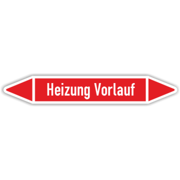 Rohrleitungskennzeichen für Heizungsanlagen, Heizung Vorlauf, in verschiedenen Ausführungen