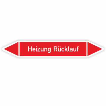 Rohrleitungskennzeichen für Heizungsanlagen, Heizung Rücklauf, in verschiedenen Ausführungen