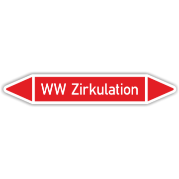 Rohrleitungskennzeichen für Heizungsanlagen, WW Zirkulation, in verschiedenen Ausführungen