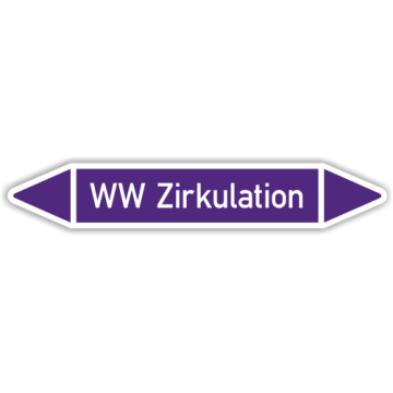 Rohrleitungskennzeichen für Heizungsanlagen, WW Zirkulation, in verschiedenen Ausführungen
