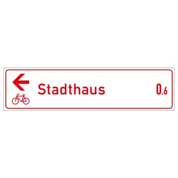 Radwegschild als Tabellenwegweiser, einseitig, verschiedene Ausführungen