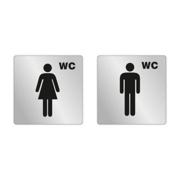 ELOXSIGN Piktogrammschilderset, WC Damen und WC Herren, Aluminium, silber eloxiert