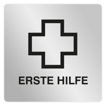 ELOXSIGN Piktogrammschild, ERSTE HILFE, Aluminium, silber eloxiert, 85 x 85 mm