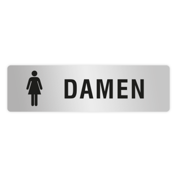 ELOXSIGN Türschild mit Piktogramm, DAMEN, Aluminium, silber eloxiert, 140 x 40 mm