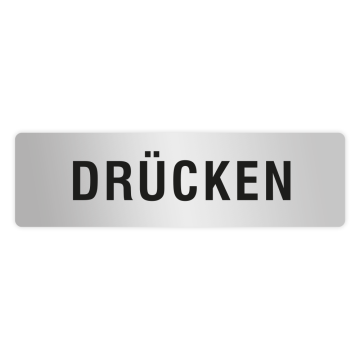 ELOXSIGN Türschild mit Piktogramm, DRÜCKEN, Aluminium, silber eloxiert, 140 x 40 mm