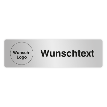 ELOXSIGN Hinweisschild m. Wunschtext, Aluminium, silber eloxiert, 140 x 40 mm