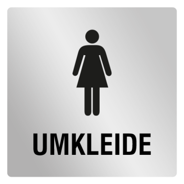 ELOXSIGN Piktogrammschild  Umkleide Damen Aluminium, silber eloxiert, 120 x 120 mm