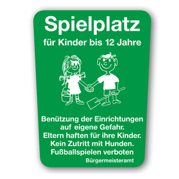 Kinder-/Spielplatzschilder, Spielplatz für Kinder bis 12 Jahre, Aluminium 2 mm, 450 x 600 mm