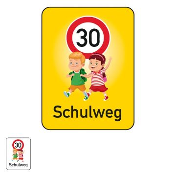 Sonderschild, Kinderschild Schulweg 30, Alu 2 mm, RA1, verschiedene Ausführungen