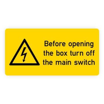 Warnaufkleber, Before opening turn off, Folie,