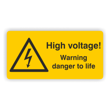 Warnaufkleber, High voltage! danger to life, Folie,