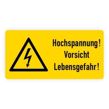 Warnaufkleber, Hochspannung! Lebensgefahr, Folie,