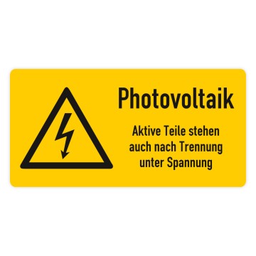 Warnaufkleber, Photovoltaik, Folie selbstklebend, 52 x 26 mm, 7 St./ Bogen
