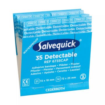 Salvequick Pflasterstrips detectable, Nachfüllsatz mit 35 Pflastern, 6 Sätze/VE
