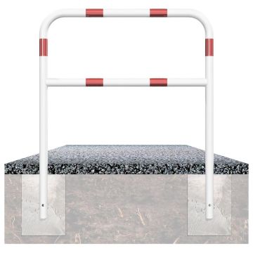 Abweisebügel, Stahlrohr Ø 48 mm, mit Querholm, weiß/rot, zum Einbetonieren