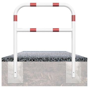 Abweisebügel, Stahlrohr Ø 60 mm, mit Querholm, 700x1200mm, weiß/rot, zum Einbetonieren