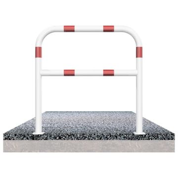 Abweisebügel, Stahlrohr Ø 60 mm, mit Querholm, weiß/rot, zum Aufdübeln