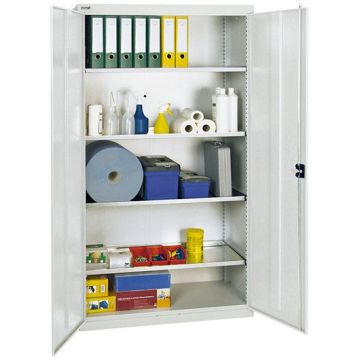 Stumpf Werkzeug- und Materialschrank Serie 2000, 4 Fachböden durchgehend, lichtgrau